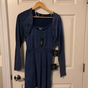 Lulu's Large Washed Navy Two Piece Skater Mini Dress (NWT)